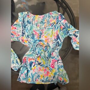 Women’s Lily Pulitzer Vibrant Blue Floral Long Sleeve Blouse